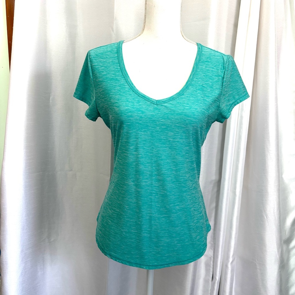 90 Degree By Reflex Teal V neck Short Sleeve Top